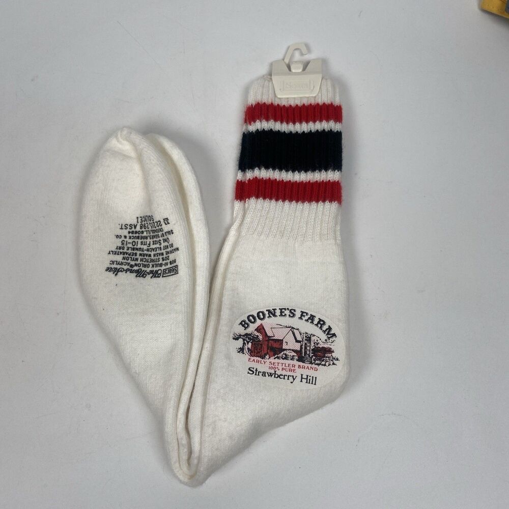 Vintage Sears Boone's Farm Strawberry Hill Tube Socks Late 70 Large 10-13